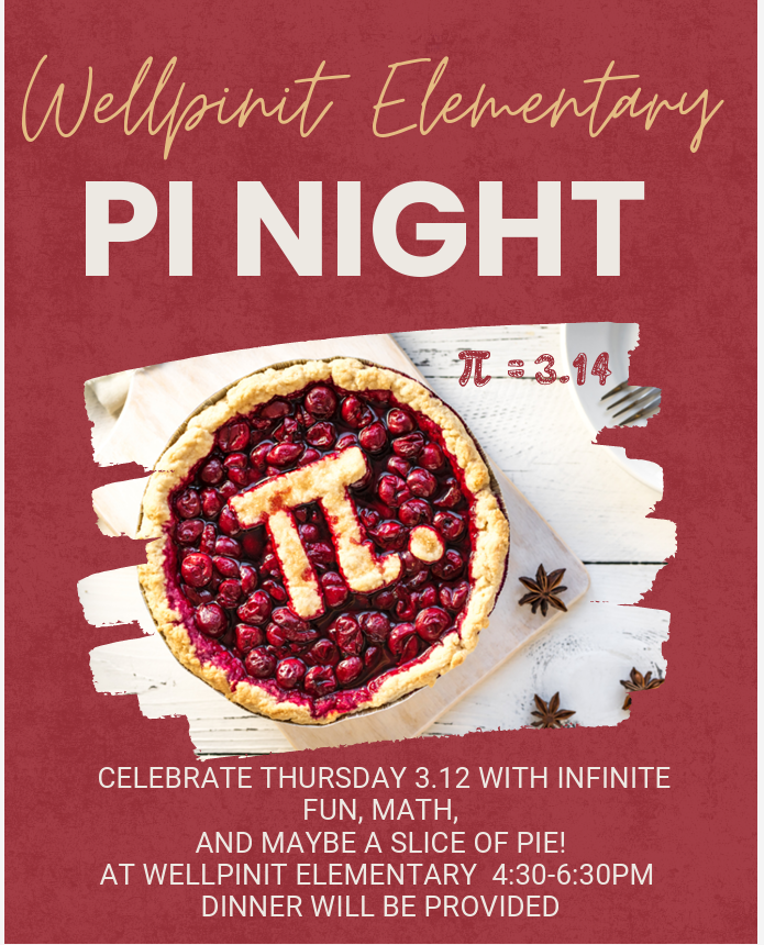 Flyer for PI Night at the Elementary building March 12th